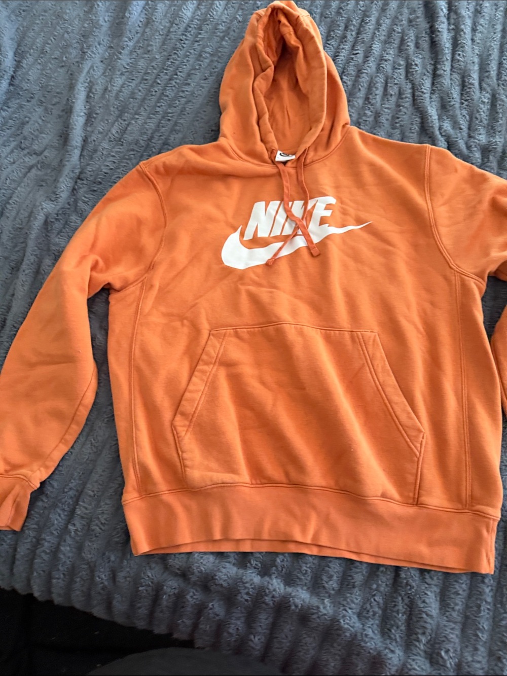 Nike Orange Crewneck Hoodie with White Logo for Men